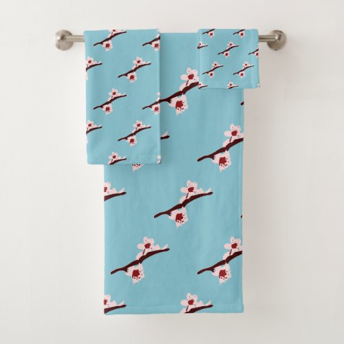 Cherry Blossom Sakura Pink Floral Pattern Bath Towel Set