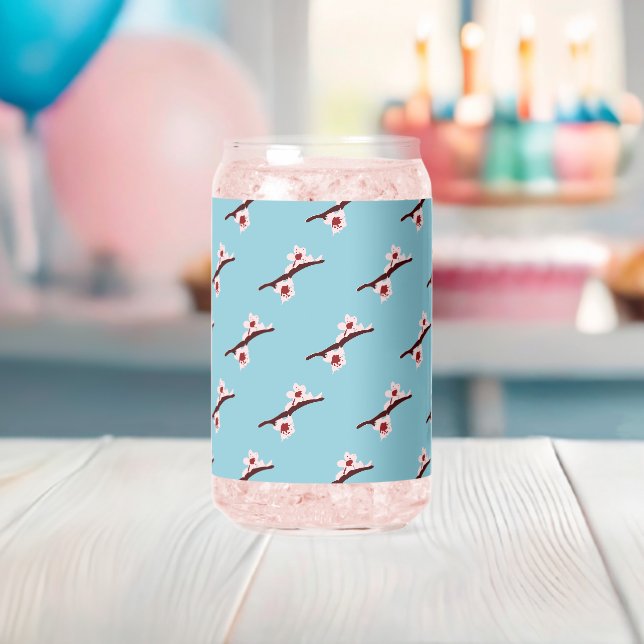 Cherry Blossom, Sakura, Pink Floral Pattern Can Glass (Insitu (Baby Shower))