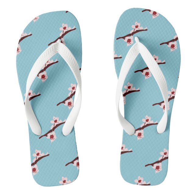 Cherry Blossom, Sakura, Pink Floral Pattern Flip Flops (Footbed)