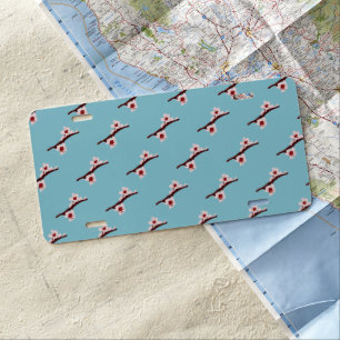 Cherry Blossom, Sakura, Pink Floral Pattern License Plate