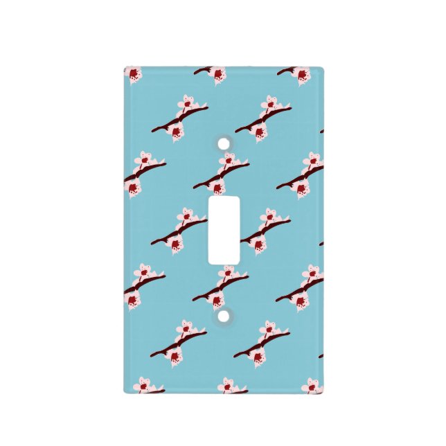 Cherry Blossom, Sakura, Pink Floral Pattern Light Switch Cover (Front)