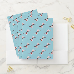 Cherry Blossom, Sakura, Pink Floral Pattern Pocket Folder