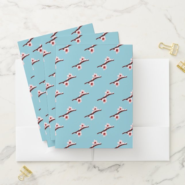 Cherry Blossom, Sakura, Pink Floral Pattern Pocket Folder (In Situ)