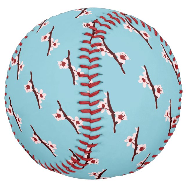 Cherry Blossom, Sakura, Pink Floral Pattern Softball (Angled)