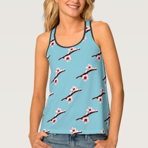 Cherry Blossom Sakura Pink Floral Pattern Tank Top