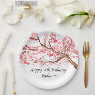 Cherry blossom Sakura Pink Floral Pretty Birthday  Paper Plates