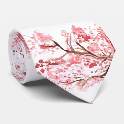 Cherry blossom Sakura Pink Floral Wedding Neck Tie