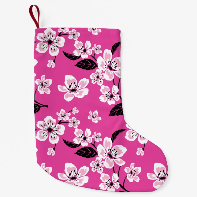 CHERRY BLOSSOM - SAKURA (PINK) SMALL CHRISTMAS STOCKING (Front)