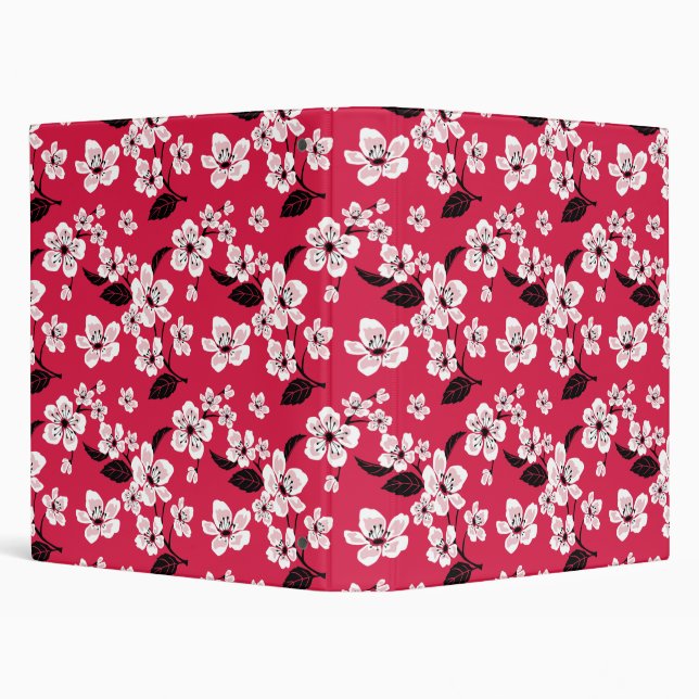 CHERRY BLOSSOM - SAKURA (RED) 3 RING BINDER (Background)