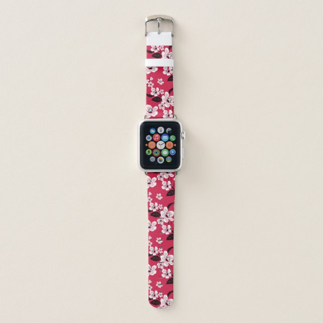 CHERRY BLOSSOM - SAKURA (RED) APPLE WATCH BAND (Front)