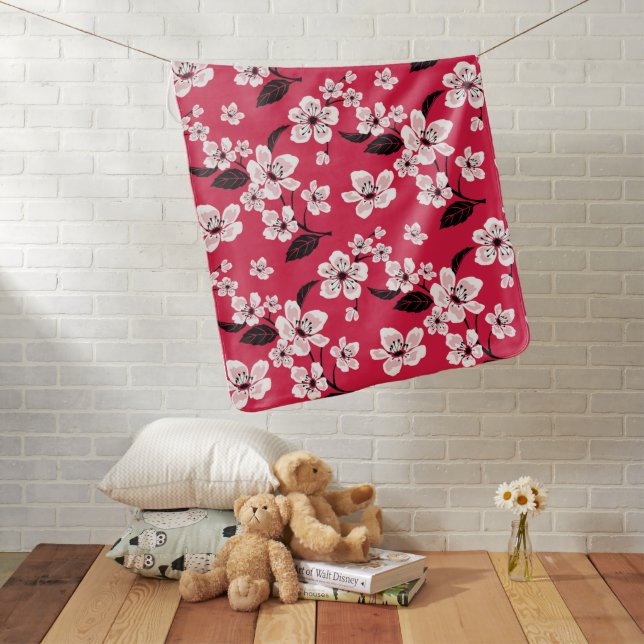 CHERRY BLOSSOM - SAKURA (RED) BABY BLANKET (In Situ)