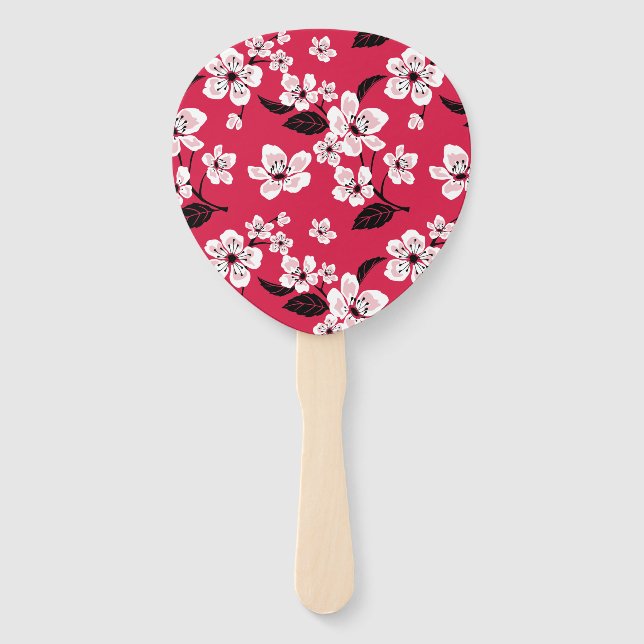 CHERRY BLOSSOM - SAKURA (RED) HAND FAN (Front)