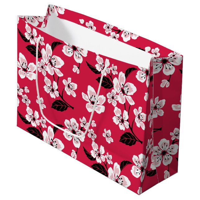 CHERRY BLOSSOM - SAKURA (RED) LARGE GIFT BAG (Front Angled)