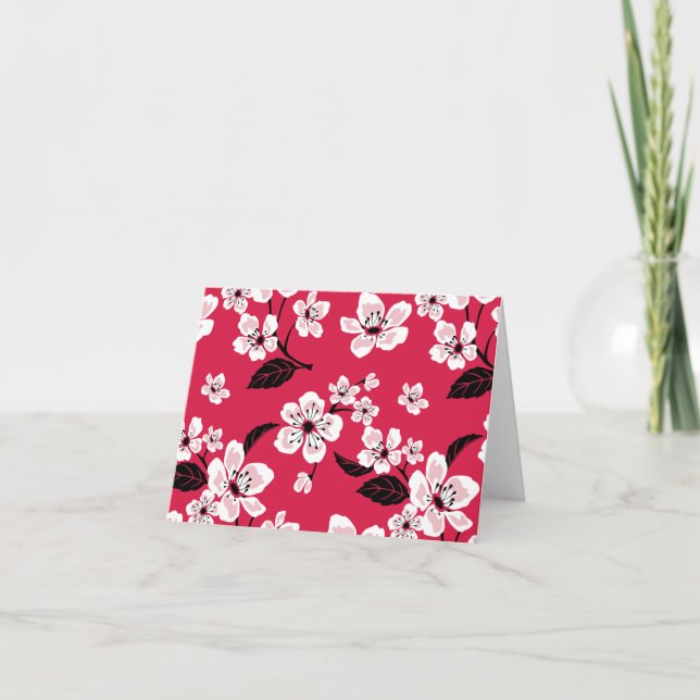 CHERRY BLOSSOM - SAKURA (RED) LETTERPRESS THANK YOU CARD (Front)