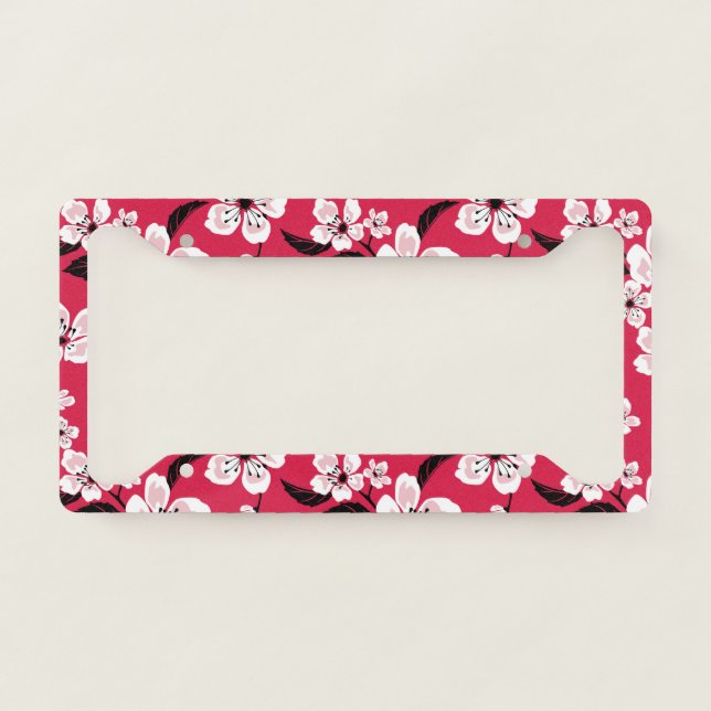 CHERRY BLOSSOM - SAKURA (RED) LICENSE PLATE FRAME (Front)