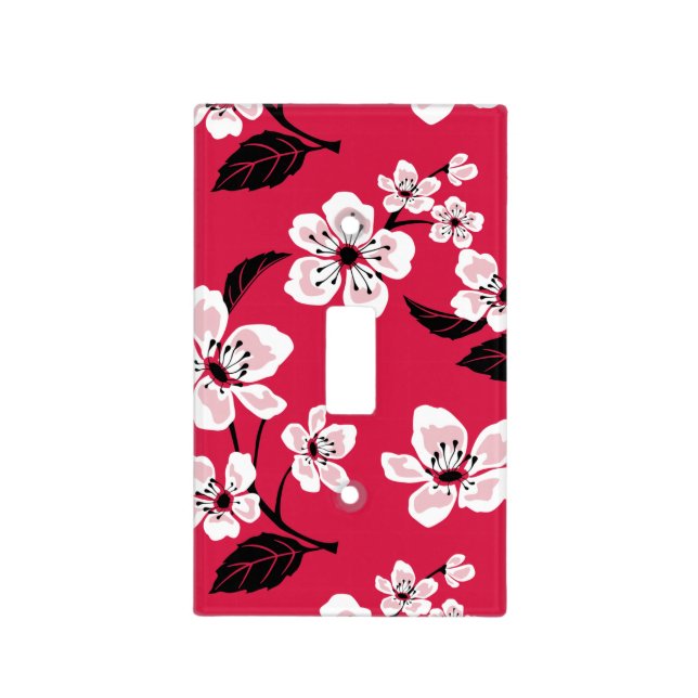 CHERRY BLOSSOM - SAKURA (RED) LIGHT SWITCH  COVER (Front)