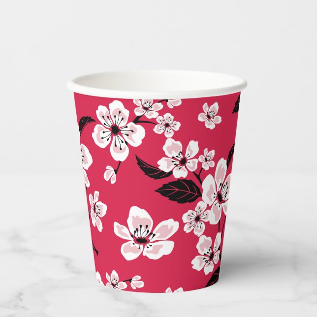 CHERRY BLOSSOM - SAKURA (RED) PAPER CUPS (Front)