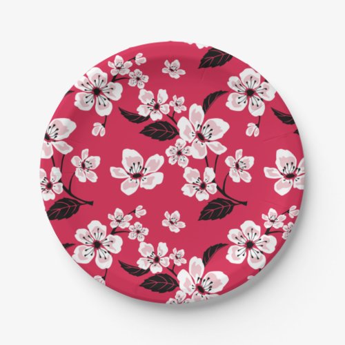 CHERRY BLOSSOM _ SAKURA RED PAPER PLATES