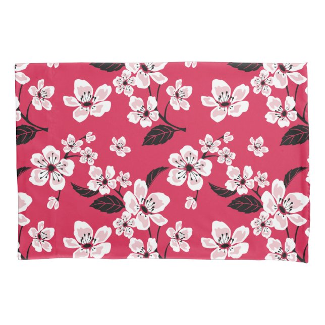 CHERRY BLOSSOM - SAKURA (RED) PILLOW CASE (Front-Left)