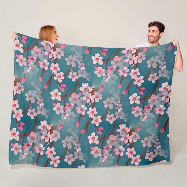 Cherry Blossom - Sakura seamless pattern 1 Fleece Blanket (In Situ)