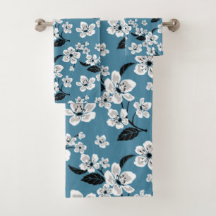 CHERRY BLOSSOM - SAKURA (SMOKY BLUE) BATH TOWEL SET