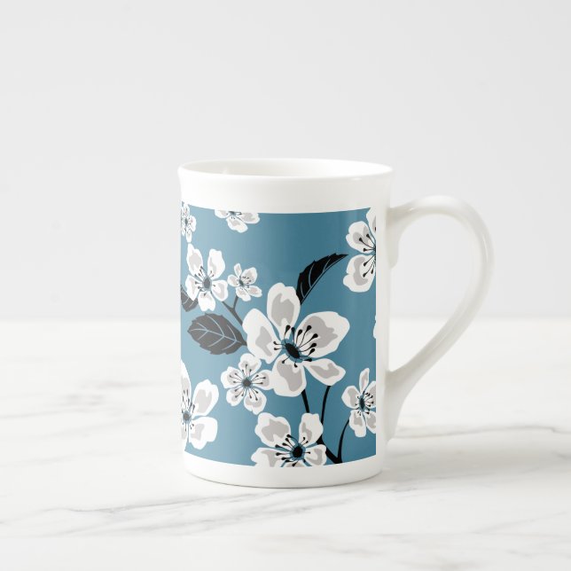 CHERRY BLOSSOM - SAKURA (SMOKY BLUE) BONE CHINA MUG (Right)