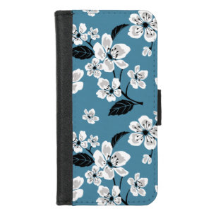 CHERRY BLOSSOM - SAKURA (SMOKY BLUE) iPhone 8/7 WALLET CASE