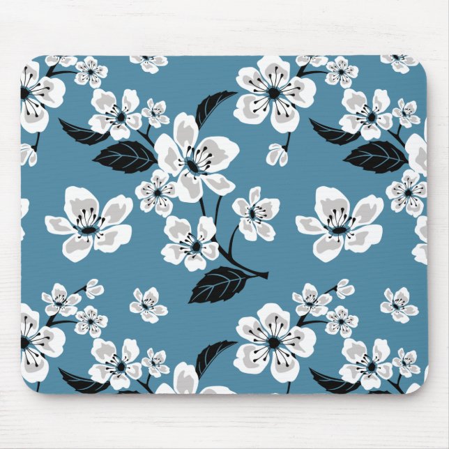 CHERRY BLOSSOM - SAKURA (SMOKY BLUE) MOUSE PAD (Front)