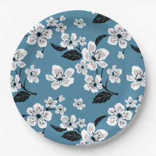 CHERRY BLOSSOM - SAKURA (SMOKY BLUE) PAPER PLATES