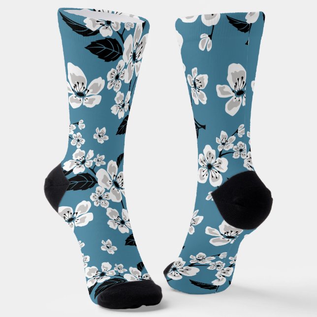 CHERRY BLOSSOM - SAKURA (SMOKY BLUE) SOCKS (Angled)
