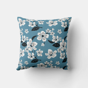 CHERRY BLOSSOM - SAKURA (SMOKY BLUE) THROW PILLOW