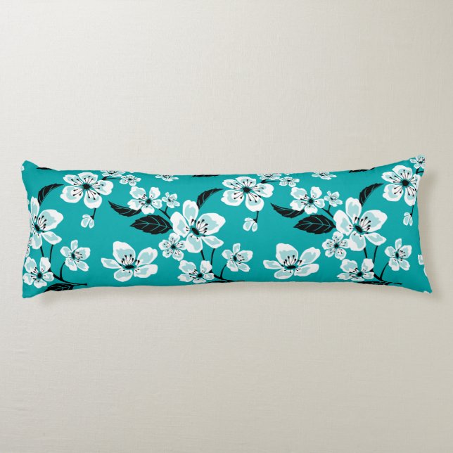 CHERRY BLOSSOM - SAKURA (TEAL) BODY PILLOW (Back)