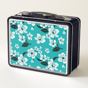 CHERRY BLOSSOM - SAKURA (TEAL) METAL LUNCH BOX