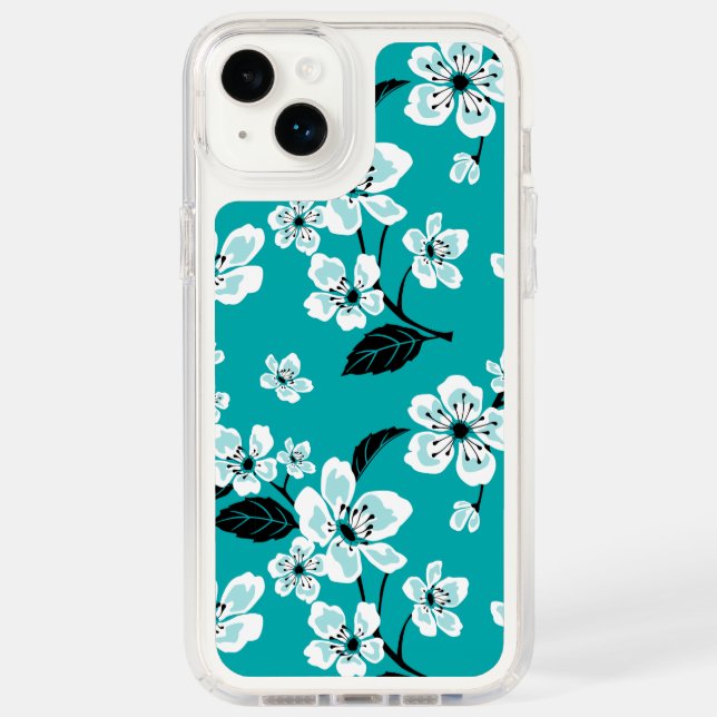 CHERRY BLOSSOM - SAKURA (TEAL) SPECK iPhone CASE (Front)