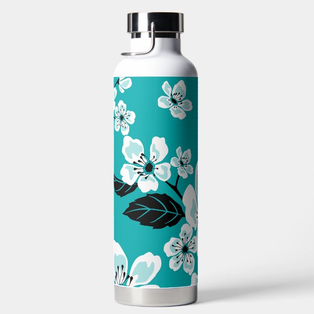 CHERRY BLOSSOM - SAKURA (TEAL) WATER BOTTLE (Right)