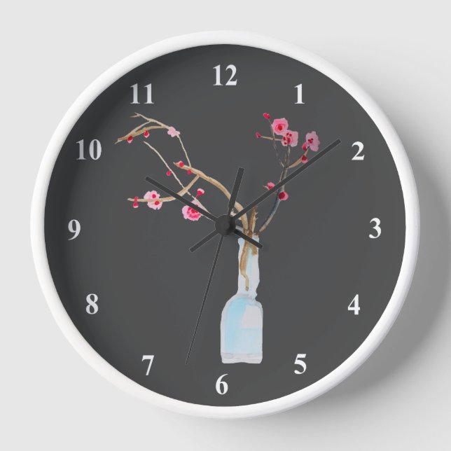 Cherry Blossom sakura watercolor art Clock (Front)
