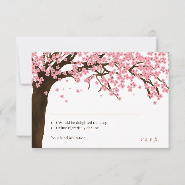 Cherry Blossom / Sakura Watercolor RSVP Card (Front)
