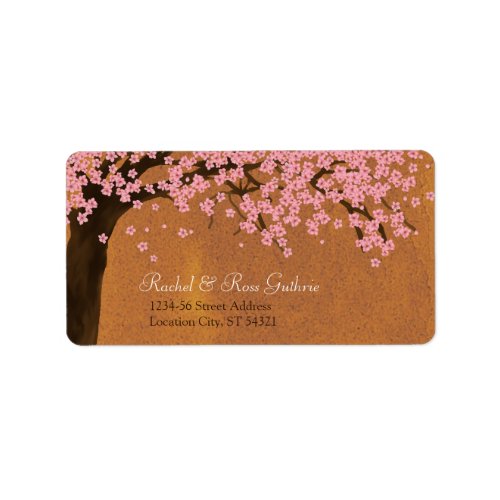 Cherry Blossom Sakura Watercolor Sunset Address Label