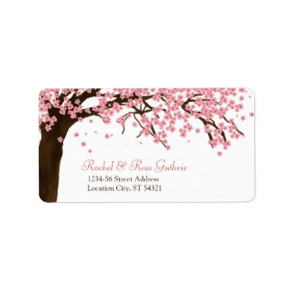 Cherry Blossom / Sakura Watercolor Wedding Address Label