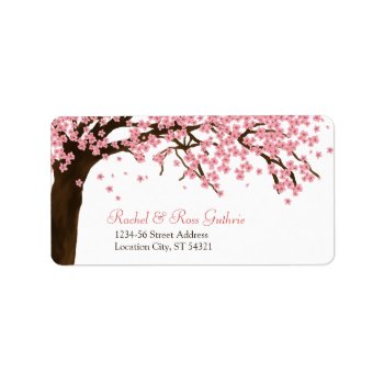 Cherry Blossom / Sakura Watercolor Wedding Address Label by classycelebrations at Zazzle