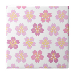 Cherry Blossom "SAKURA" White Ceramic Tile