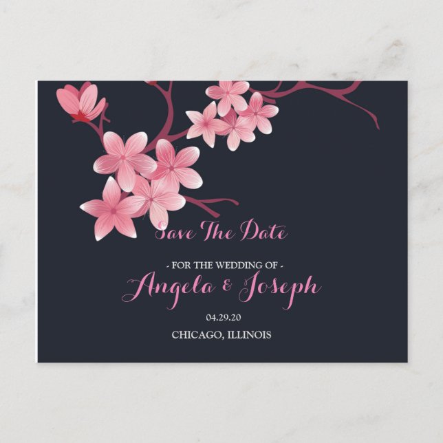 Cherry Blossom  Save the Date Card (Front)