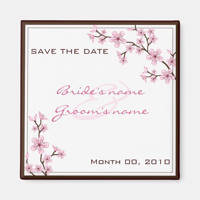 Cherry Blossom Save the Date magnets (Front)