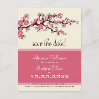 Cherry Blossom Save the Date Postcard (pink)