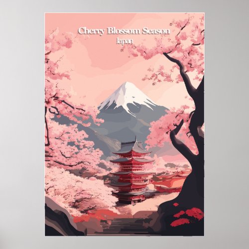 Cherry Blossom Season Japan Travel Poster Wall Art