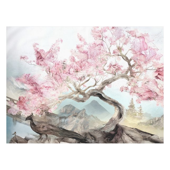 Cherry Blossom Serenade Tablecloth (Front (Horizontal))