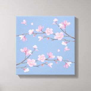 Cherry Blossom - Serenity Blue Canvas Print