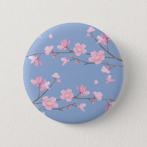 Cherry Blossom _ Serenity Blue Pinback Button