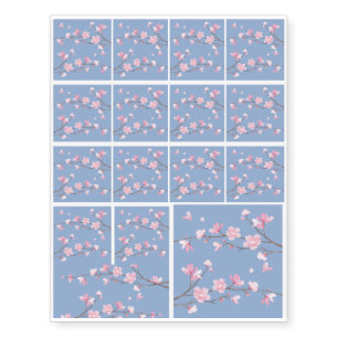 Cherry Blossom - Serenity Blue Temporary Tattoos
