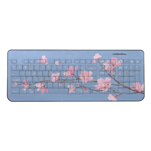 Cherry Blossom - Serenity Blue Wireless Keyboard | Zazzle